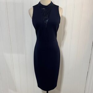 Guess Navy Midi Dress with Sequin Detail Size 8